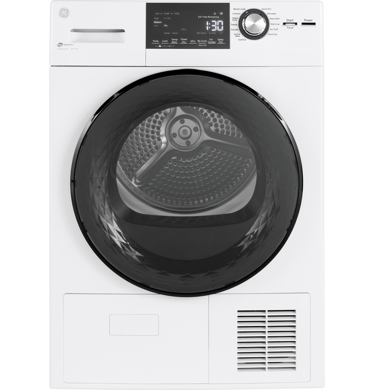 GE® GFT14ESSMWW ENERGY STAR® 24" 4.1 Cu.Ft. Front Load Ventless Condenser Electric Dryer GE® GFT14ESSMWW ENERGY STAR® 24" 4.1 Cu.Ft. Front Load Ventless Condenser Electric Dryer