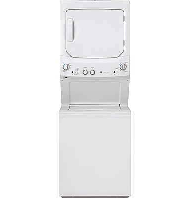 GE® GUD27GSSMWW Unitized Spacemaker® 3.8 cu. ft. Washer and 5.9 cu. ft. Gas Dryer