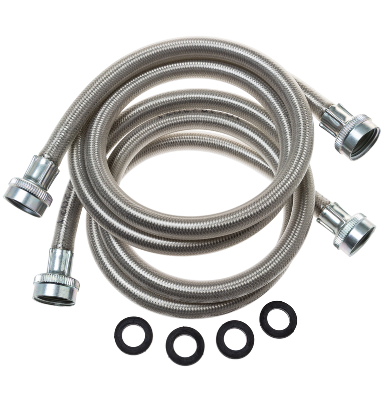 GE® PM14X10005 Universal Washing Machine Stainless Steel Hoses - 2 Pack GE® PM14X10005 Universal Washing Machine Stainless Steel Hoses - 2 Pack
